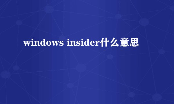 windows insider什么意思