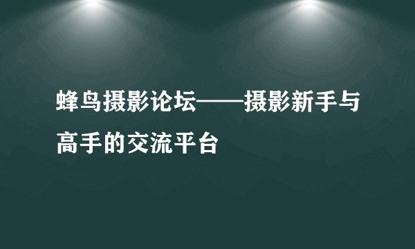 蜂鸟摄影论坛——摄影新手与高手的交流平台