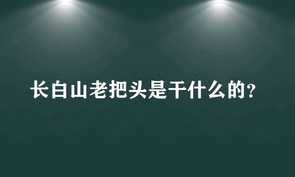 长白山老把头是干什么的？