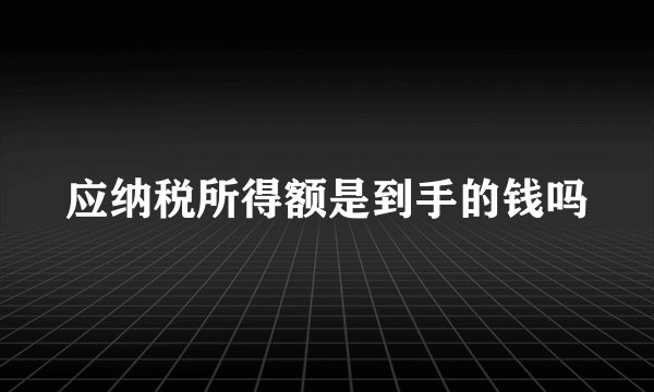 应纳税所得额是到手的钱吗