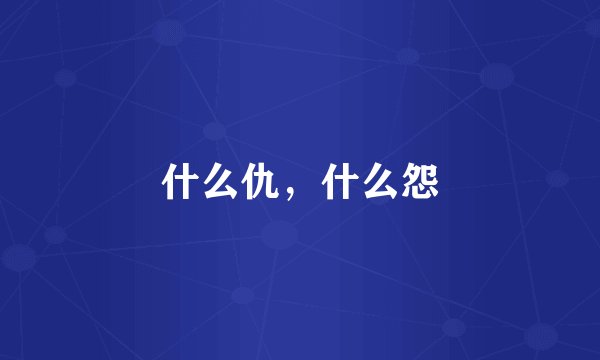 什么仇，什么怨