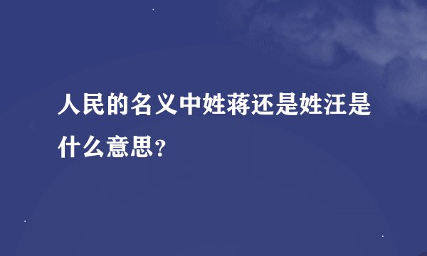 人民的名义中姓蒋还是姓汪是什么意思？