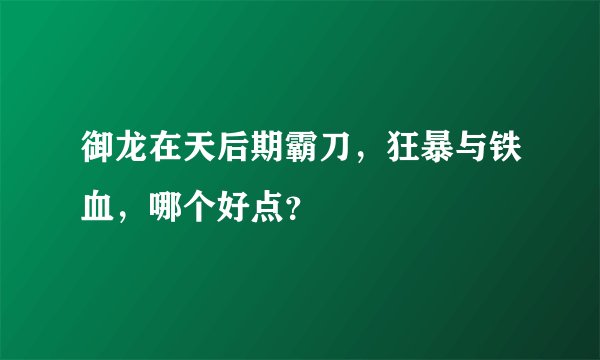 御龙在天后期霸刀，狂暴与铁血，哪个好点？