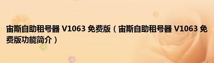 宙斯自助租号器V1063免费版宙斯自助租号器V1063免费版功能简介