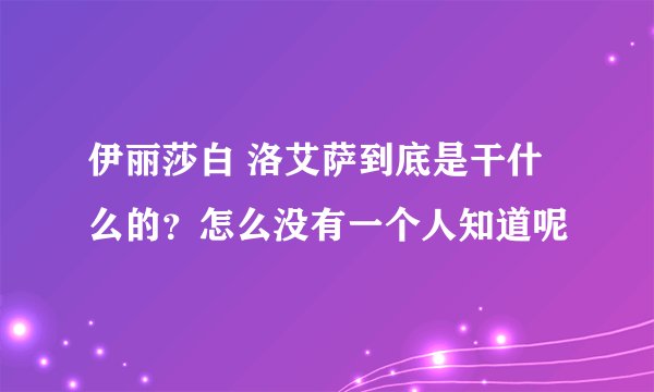伊丽莎白 洛艾萨到底是干什么的？怎么没有一个人知道呢