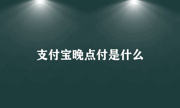 支付宝晚点付是什么