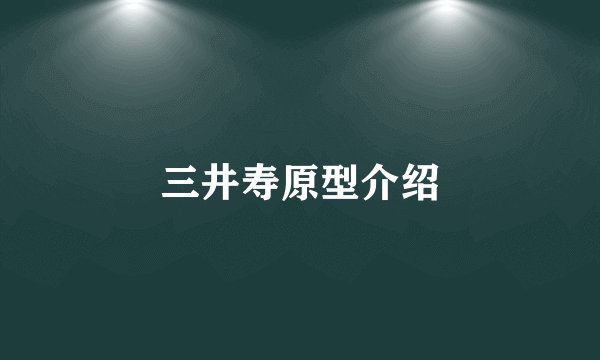 三井寿原型介绍