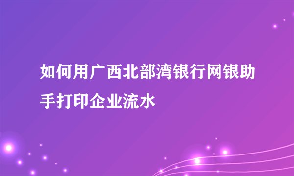 如何用广西北部湾银行网银助手打印企业流水