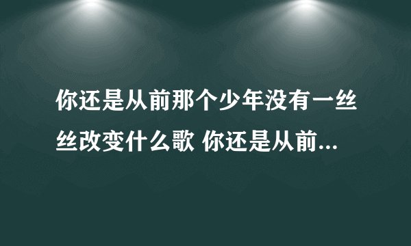 你还是从前那个少年没有一丝丝改变什么歌 你还是从前那个少年是歌曲少年