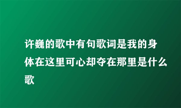 许巍的歌中有句歌词是我的身体在这里可心却夺在那里是什么歌