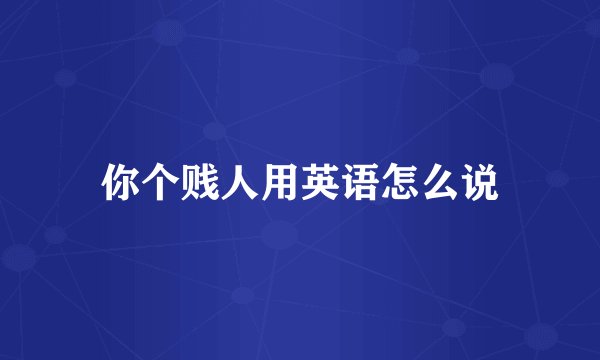你个贱人用英语怎么说