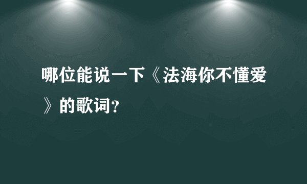 哪位能说一下《法海你不懂爱》的歌词？