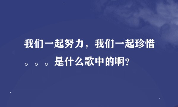 我们一起努力，我们一起珍惜。。。是什么歌中的啊？