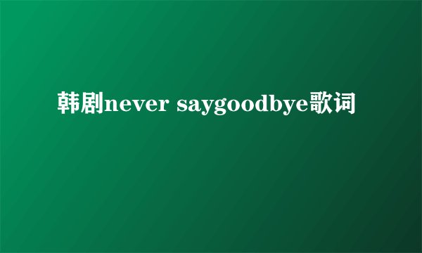 韩剧never saygoodbye歌词