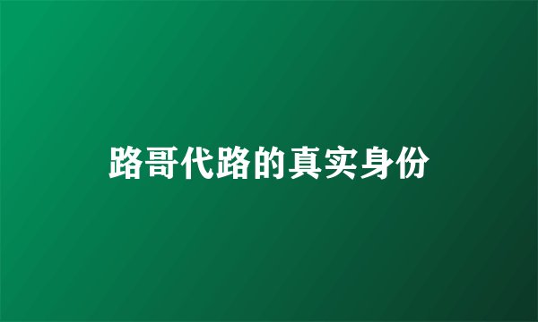 路哥代路的真实身份