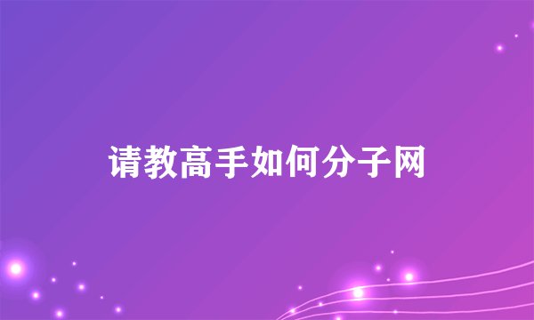 请教高手如何分子网