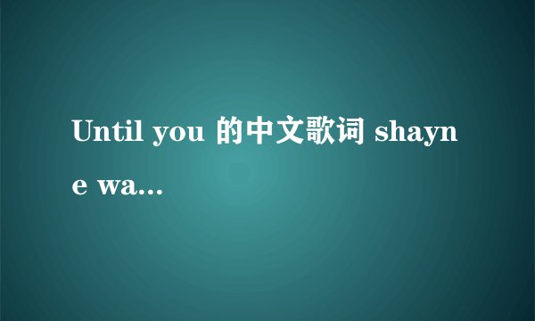 Until you 的中文歌词 shayne ward唱的 拒绝网站翻译