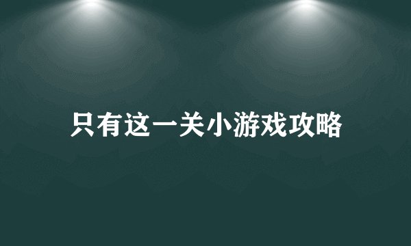 只有这一关小游戏攻略