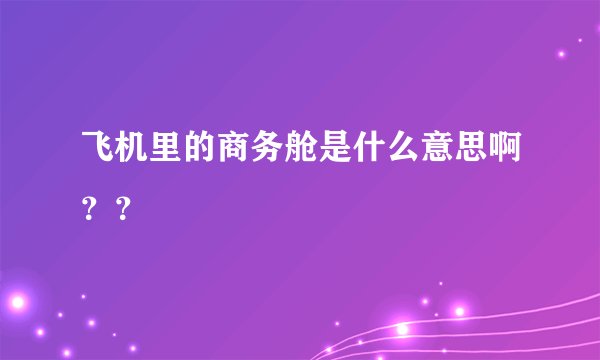 飞机里的商务舱是什么意思啊？？