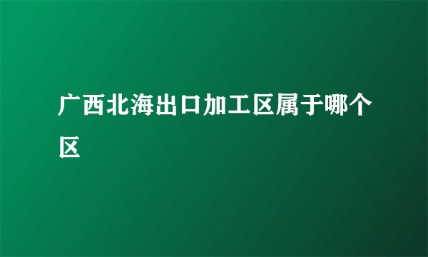 广西北海出口加工区属于哪个区