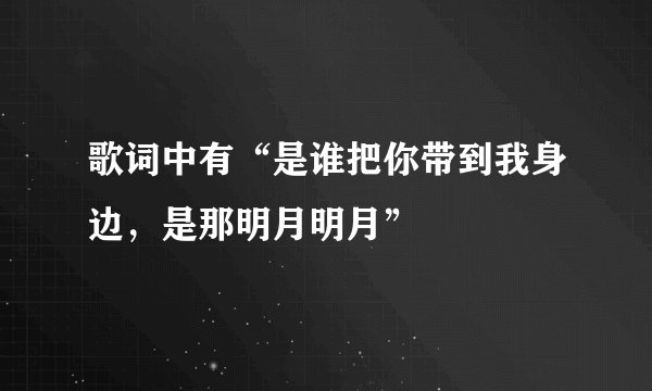 歌词中有“是谁把你带到我身边，是那明月明月”