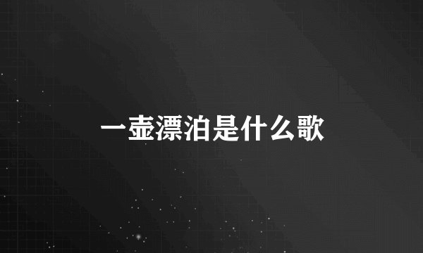 一壶漂泊是什么歌