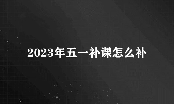 2023年五一补课怎么补