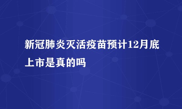 新冠肺炎灭活疫苗预计12月底上市是真的吗