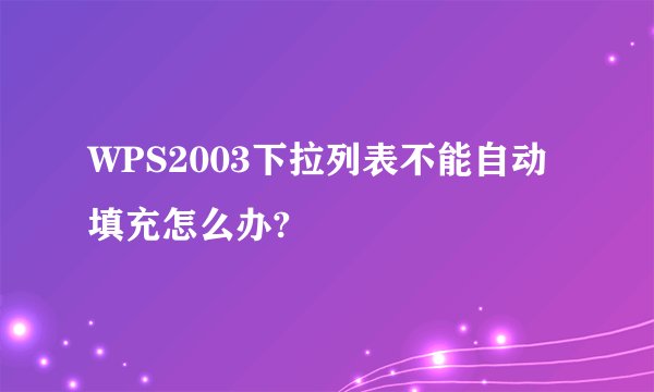 WPS2003下拉列表不能自动填充怎么办?