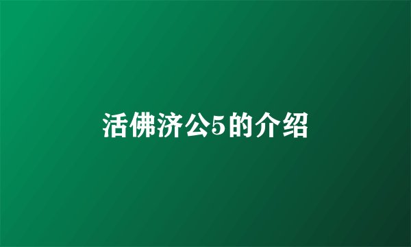 活佛济公5的介绍