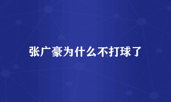 张广豪为什么不打球了