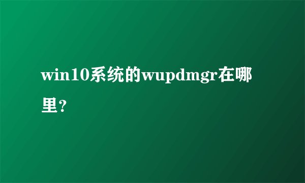 win10系统的wupdmgr在哪里？