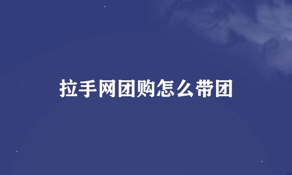 拉手网团购怎么带团
