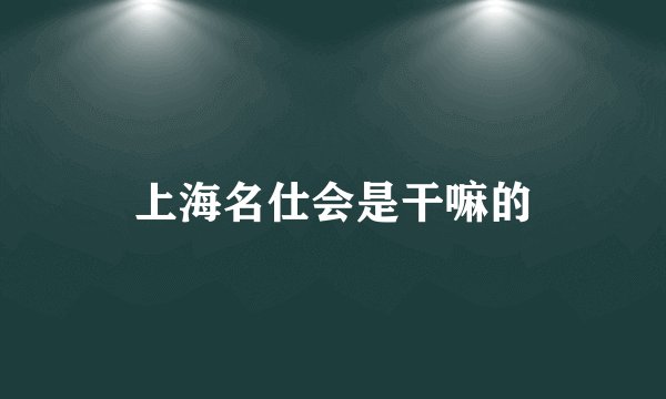 上海名仕会是干嘛的