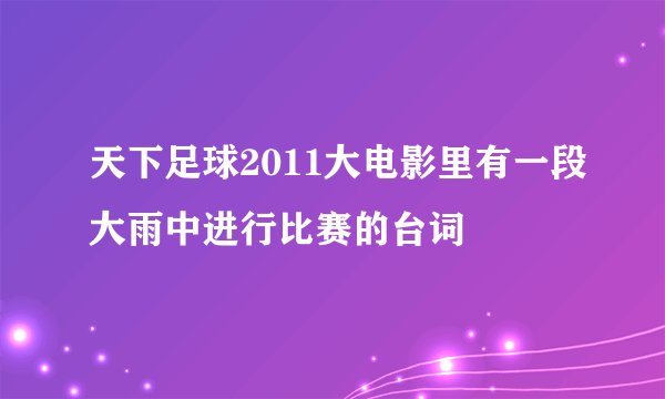 天下足球2011大电影里有一段大雨中进行比赛的台词
