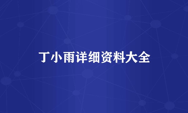 丁小雨详细资料大全