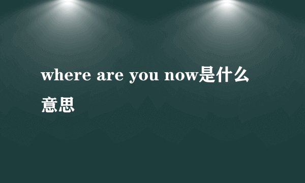 where are you now是什么意思
