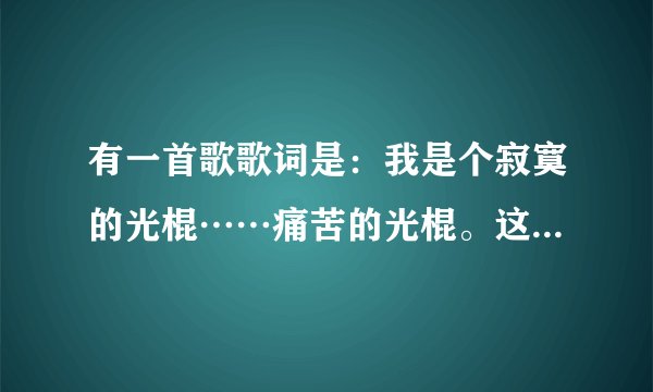 有一首歌歌词是：我是个寂寞的光棍……痛苦的光棍。这首歌是什么？