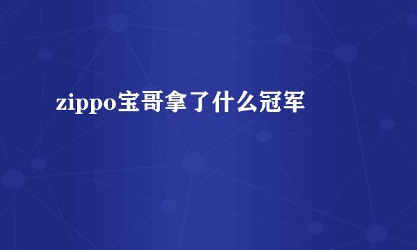 zippo宝哥拿了什么冠军