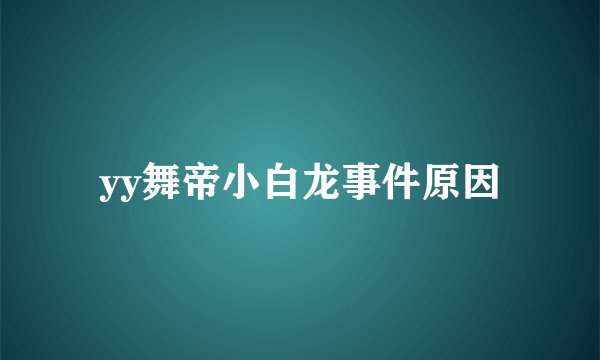 yy舞帝小白龙事件原因