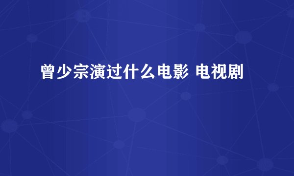 曾少宗演过什么电影 电视剧