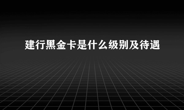 建行黑金卡是什么级别及待遇