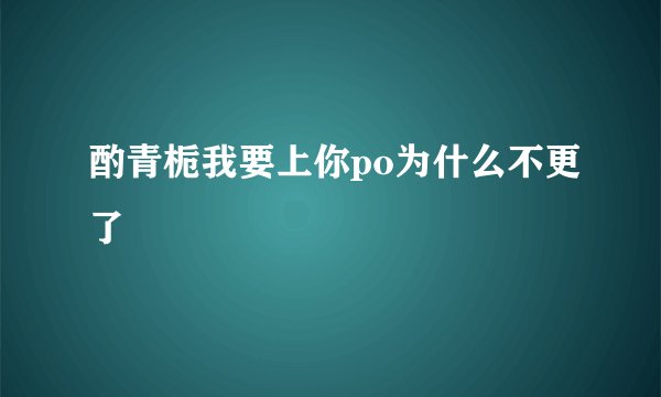 酌青栀我要上你po为什么不更了