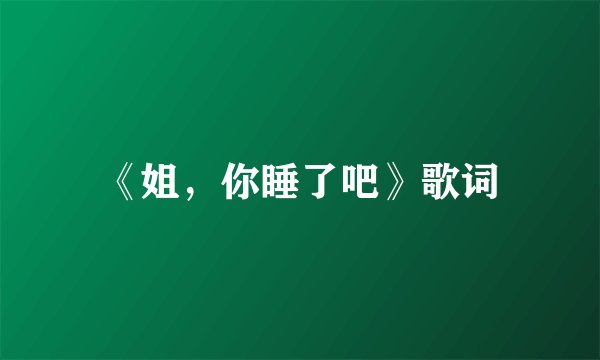 《姐，你睡了吧》歌词
