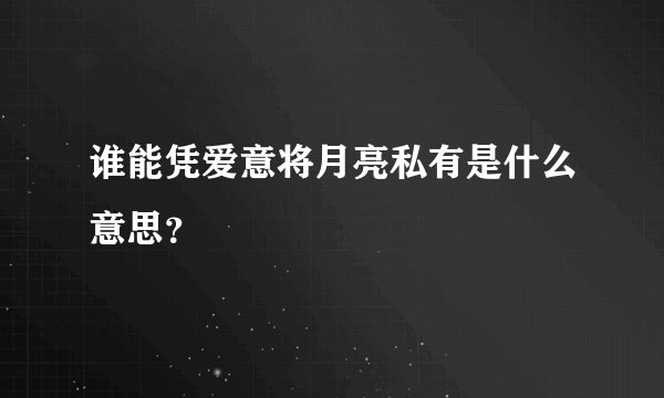 谁能凭爱意将月亮私有是什么意思？