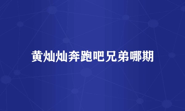 黄灿灿奔跑吧兄弟哪期