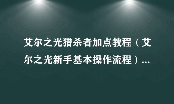 艾尔之光猎杀者加点教程（艾尔之光新手基本操作流程）「详细介绍」
