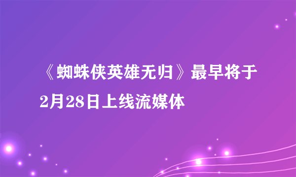 《蜘蛛侠英雄无归》最早将于2月28日上线流媒体