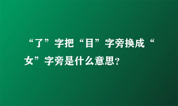 “了”字把“目”字旁换成“女”字旁是什么意思？