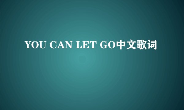 YOU CAN LET GO中文歌词